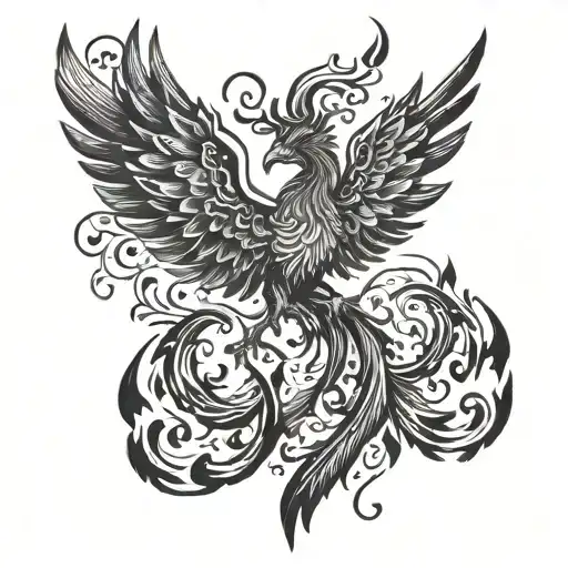 Phoenix Turning Into Ashes Symbolizing Rebirth