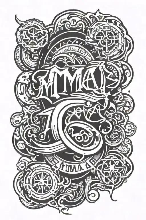 The Word Mma From Top To Bottom And A Drawing On The Back