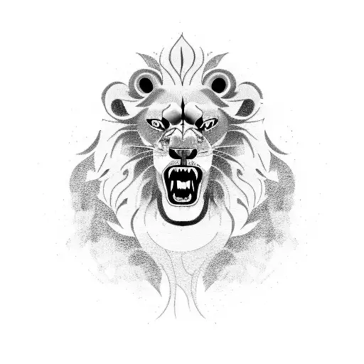 A Roaring Lion In A Victorious Pose