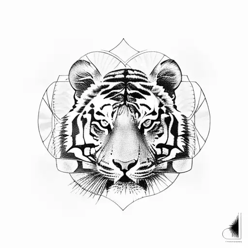 A Tiger Emerging From An Hourglass