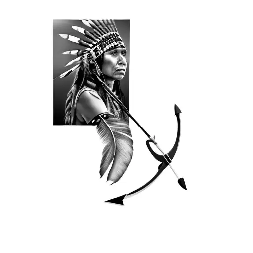 A Native American Woman With A Bow And Arrow