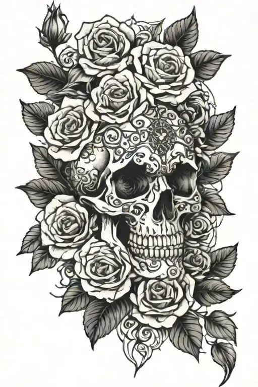 All Seeing Eye Skull Roses Intertwined Vines