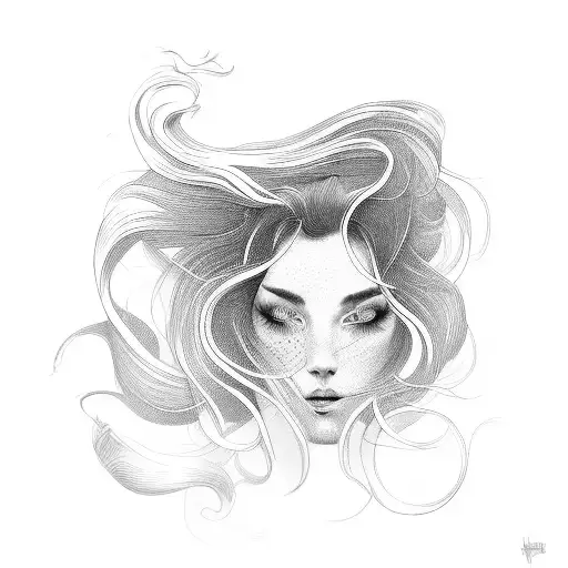 A Mesmerizing Portrait Of A Woman With Flowing Wavy Hair