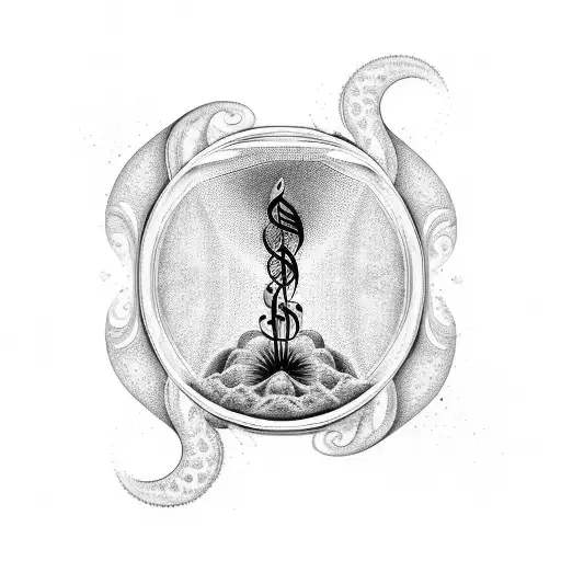 A Detailed Hourglass With Intricate Sand Flowing In The Shape Of Musical Notes