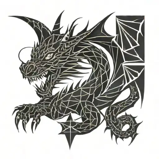 All Black Geometric Dragon