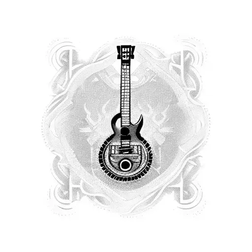 Guitar And Wrench Crossed Over A Bar Counter