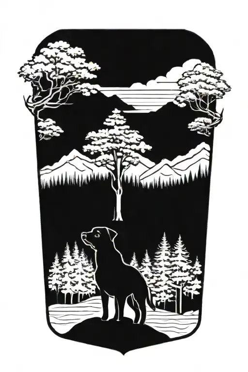 Sequoia Tree Water Black Lab Pitbull Mix Mountain Crown