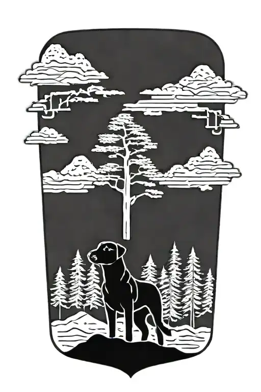 Sequoia Tree Water Black Lab Pitbull Mix Mountain Crown