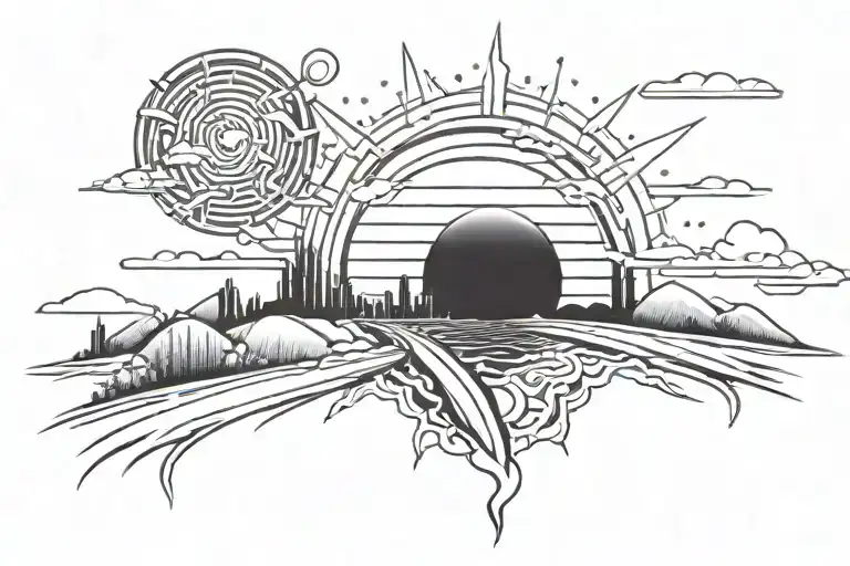 Neon Road With Orange Sun