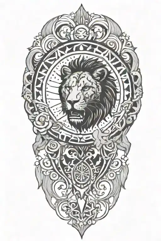 Mandala With Starsing Lion Cancer And Bull Skull