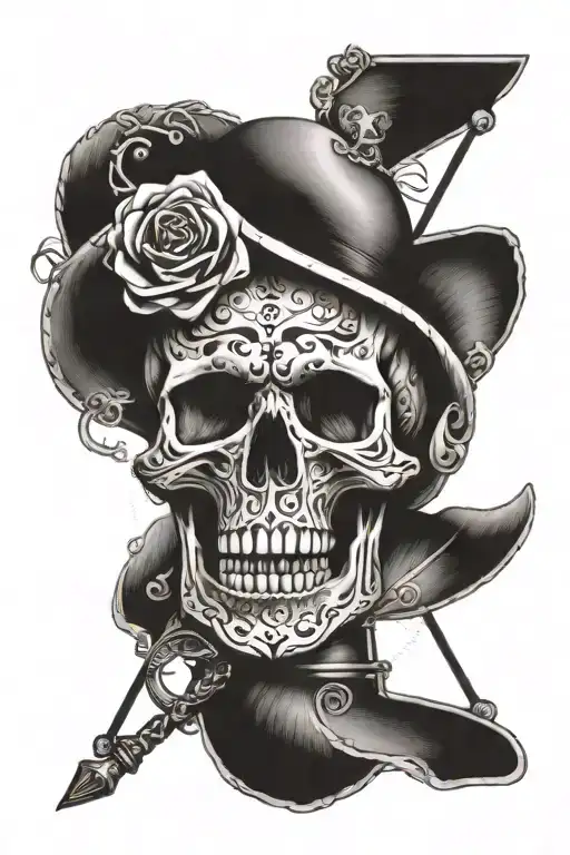 Skull With Hourglass
