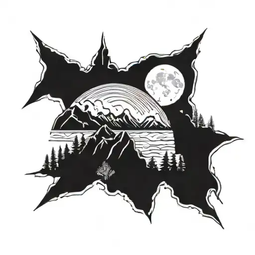 Mountain Moon Nature Scene