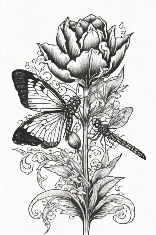 Tulip And Dragon Fly