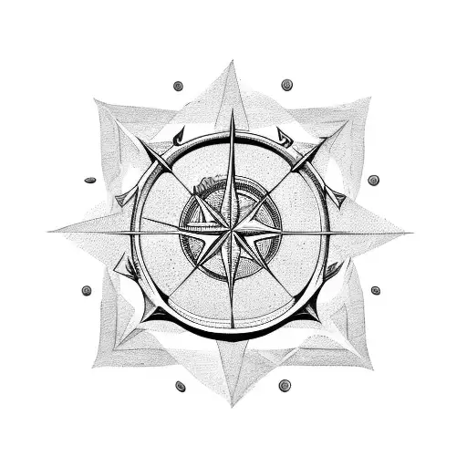 A Wind Rose With An Anchor And A Rudder