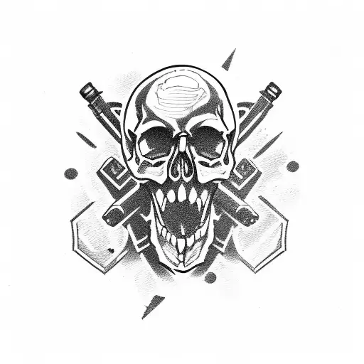 Skull With Guns