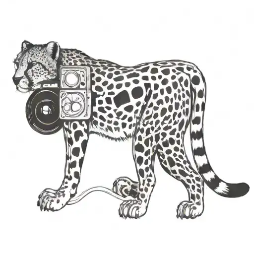 A Cheetah With Film Reel Patterns In The Background