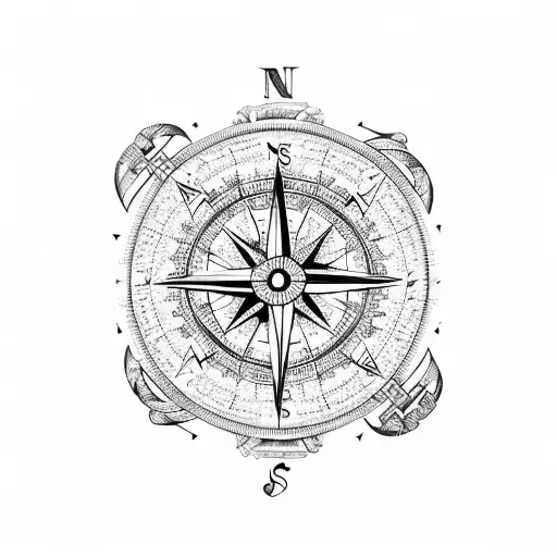 A Compass Intertwined With Musical Notes