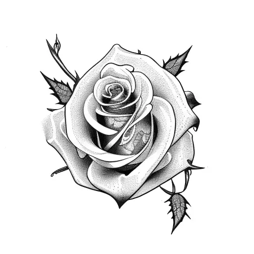 Fine Line Thorn Vine With Rose Buds