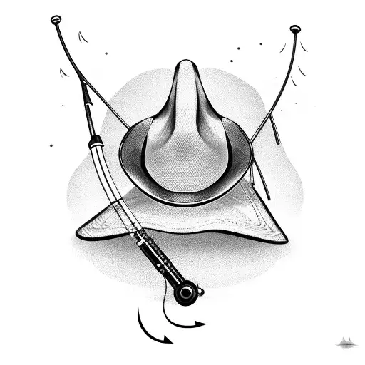 A Fishing Rod Catching A Cowboy Hat