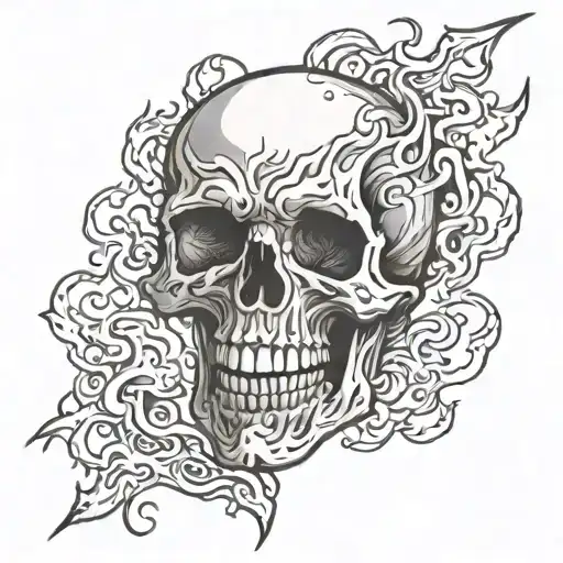 Skull Screaming Flames Coming