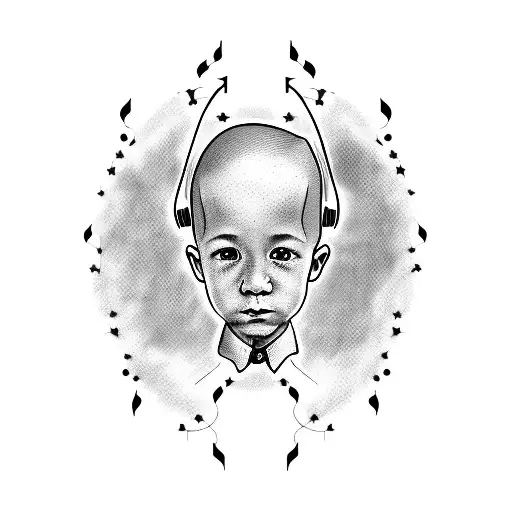 A Music Sheet With My Son's Portrait As The Composer