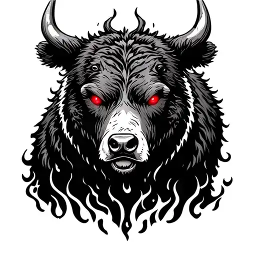 Bull And Bear With Red Eyes Like Fire