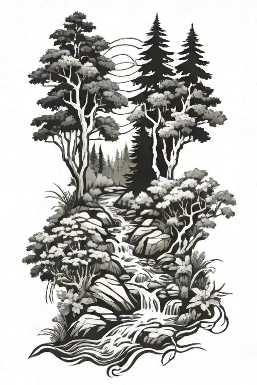 Forest Stream Flowing