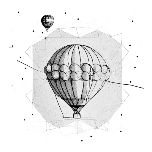 Put This Design For The Balloon Inside Of A More Minimal And Geometric Background