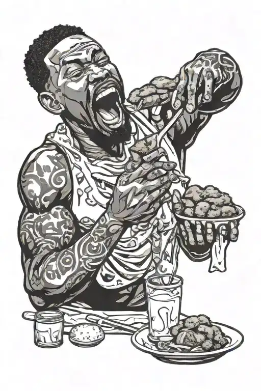 Black Man Eating Fried Chicken