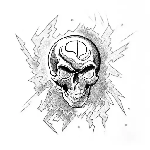 A Skull With Lightning Bolts As The Eyes And An 'A' Incorporated Into The Design