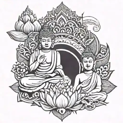 Buddha And Shiva Tattoo Design