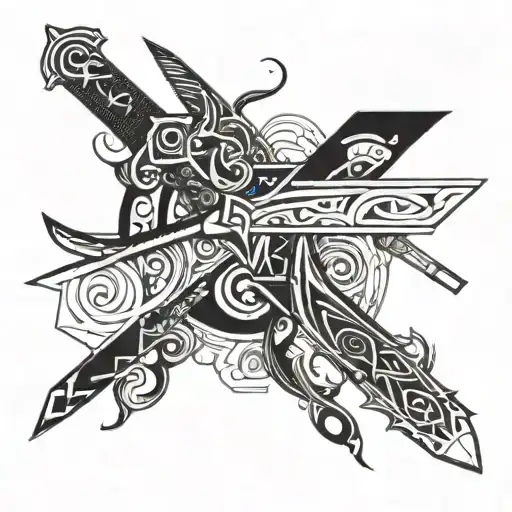 A Futuristic Sword Design Incorporating Elements Of Technology And Mysticism