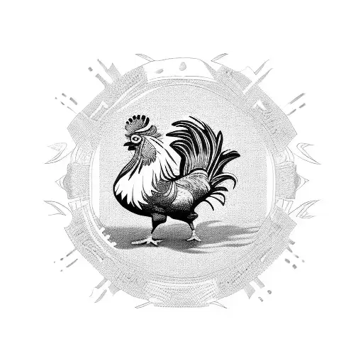 Rooster In A Fierce Battle Stance