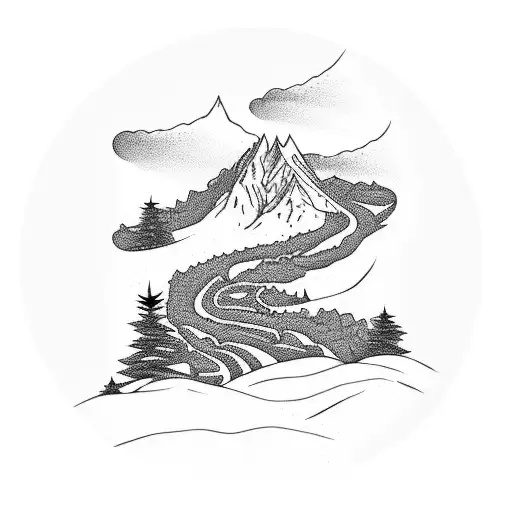 A Trail Winding Through A Mountain Range