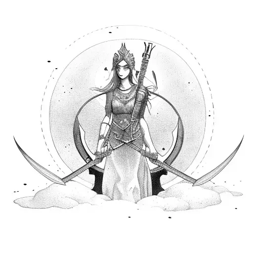 Artemis God Of The Hunt In Black And Withe