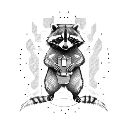 The Raccoon Rocket With Broken Chains Standing On Feet