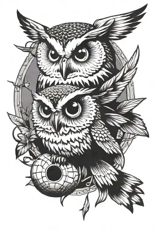 Forward Facing Owl And Snitch From Harry Potter