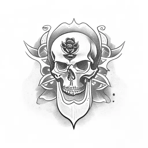 Skull With Dagger And Rim