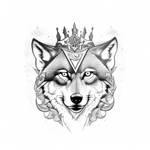Princess With A Wolf And Hawk On Arm