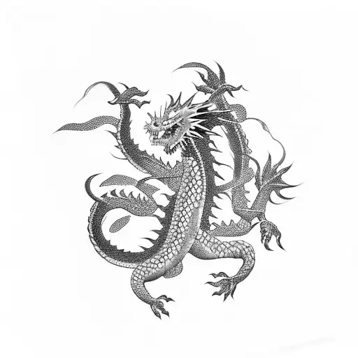 Japanese Dragon With Clouds