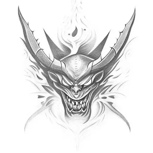 Demon Face With Knife