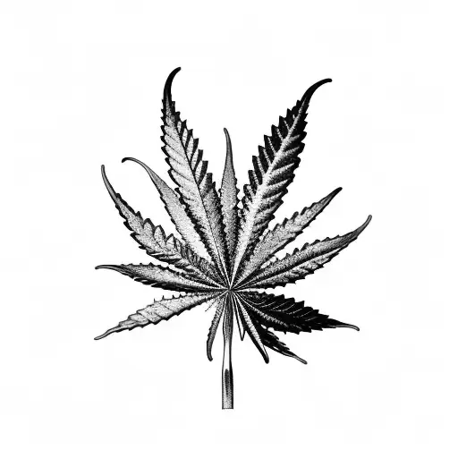 A Botanical Illustration Of A Cannabis Plant With Intricate Details