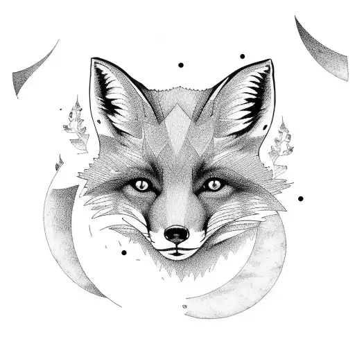 Fox Sitting Down And Looking Up At The Moon