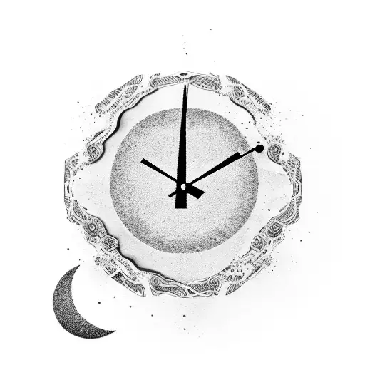 Clock Of Sand With A Moon Back