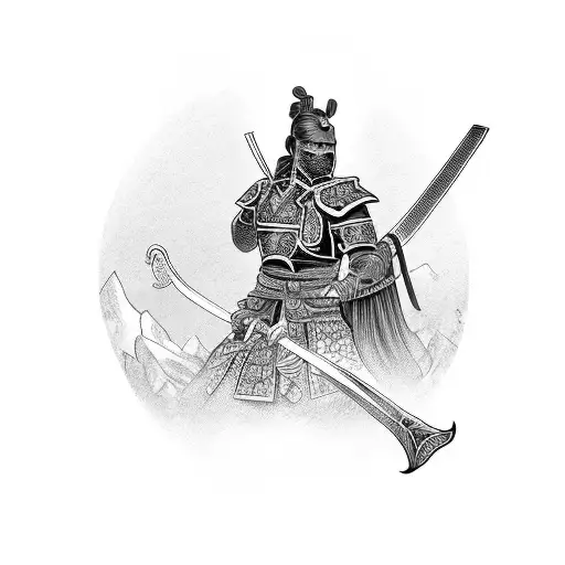 Face Os Girl Whit Armor Samurai And Sword In Your Hand