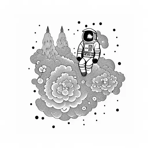 Astronaut With Cosmos Flowers