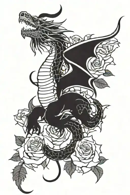 Dragon For The Neck Tattoo Rose