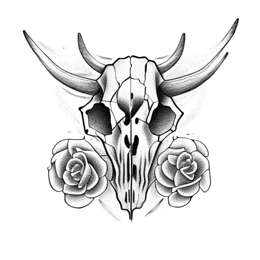 Girl Cow Skull Flowers
