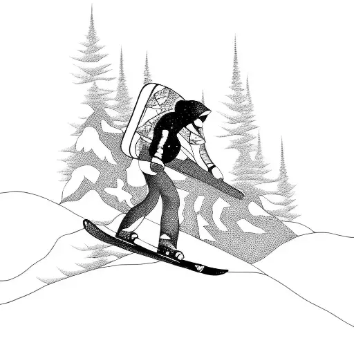 A Snowboarder Shredding Down A Mountain Made Of Musical Instruments