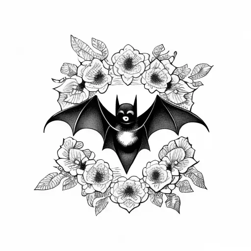 Bat With Flowers